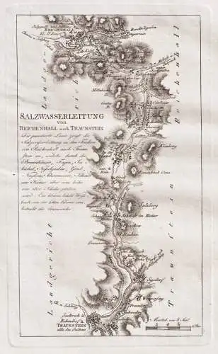 Salzwasserleitung von Reichenhall nach Traunstein - Traunstein Bad Reichenhall Salzwasser Bayern / Karte map