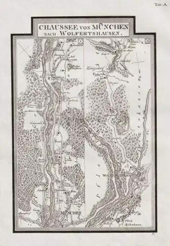 Chaussee von München nach Wolfertshausen [Tab A] - München Wolfratshausen Isar Bayern / Karte map