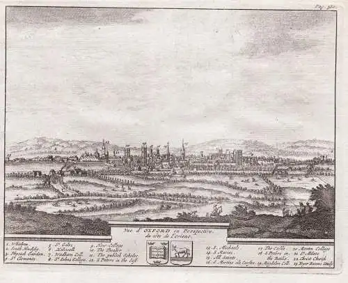 Vue d'Oxford en Perspective. - Oxford city view Panorama England