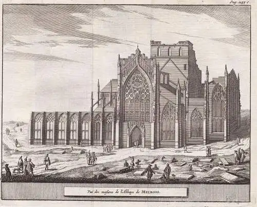 Vue des masures de l'Abbaye de Melross - Melrose Abbey Roxburgshire Scotland Schottland