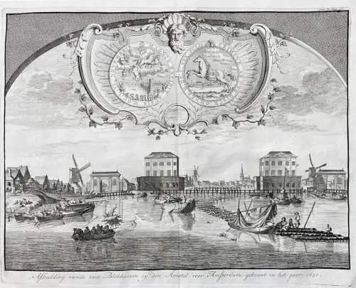 Afbeelding vande twee Blokhuizen op den Amstel voor Amsterdam, gebouwt in het jaar 1650. -Amsterdam Blockhuize