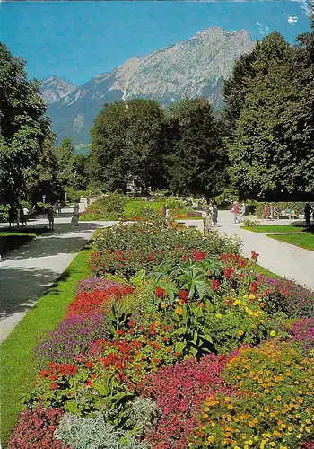 [Echtfotokarte farbig] Bad Reichenhall , Kurpark mit Zwiesel und Hochstaufen. 