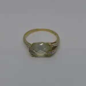 Goldring mit synthetischen Stein-14 Karat-Gelbgold-Damenring-585 Echtgold-