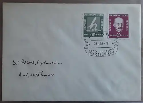 1958 100. Geburtstag von Max Planck SSt 23.4.1958 Berlin