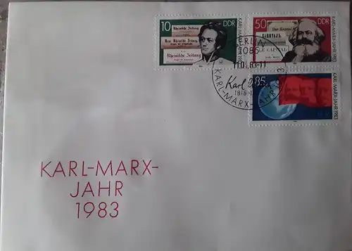 1983 100 Todestag von Karl Marx  FDC 1 (MiNr.2783,2786,2788)  SSt Berlin 11.04.83