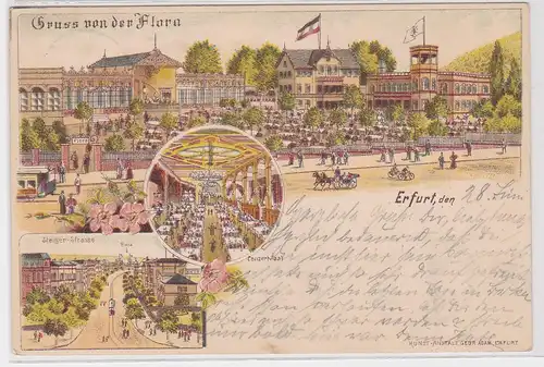 45724 Ak Lithographie Gruß von der Flora Erfurt Steigerstraße 1898