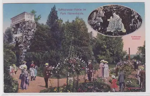 75204 Ak Barbarossa-Höhle im Park Herrenhaide bei Burgstädt  um 1920