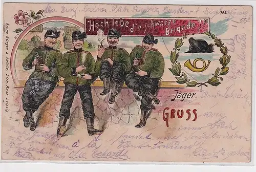 62774 Bruno Bürger Ak Lithographie Freiberg Hoch lebe die schwarze Brigade!