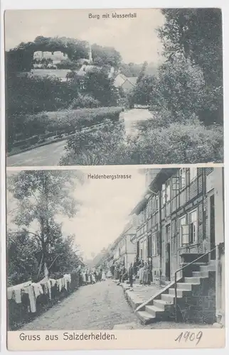 902915 Mehrbild Ak Gruß aus Salzderhelden Heldenbergstraße & Burg mit Wasserfall