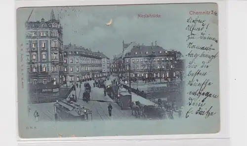 906206 Halt gegens Licht Ak Chemnitz Nicolaibrücke 1902