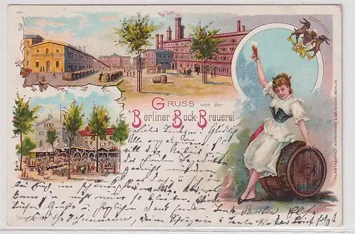 45205 Ak Lithographie Gruß von der Berliner Bock Brauerei 1899