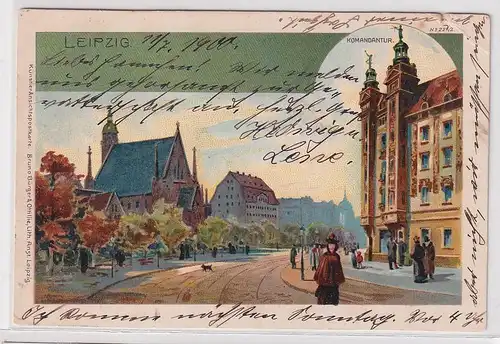 03972 Bruno Bürger Ak Lithographie Leipzig Komandantur 1900