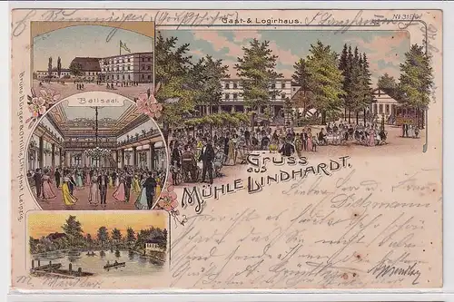 04339 Bruno Bürger Ak Lithographie Gruß aus Mühle Lindhardt 1906