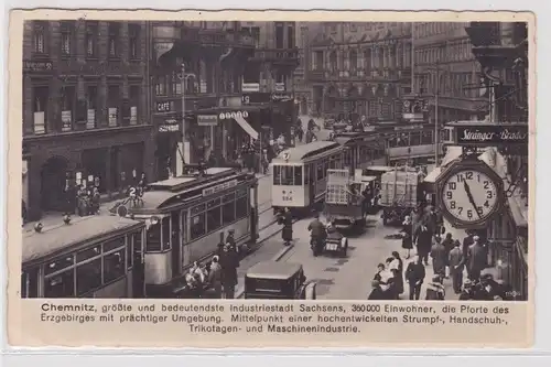 85711 AK Chemnitz - Johannisplatz bei vollem Betrieb mit Geschäften, Café 1941