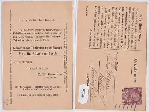 907335 Ganzsachen Postkarte Marienbader Tabletten Prof. Dr. Ritter v. Basch 1908