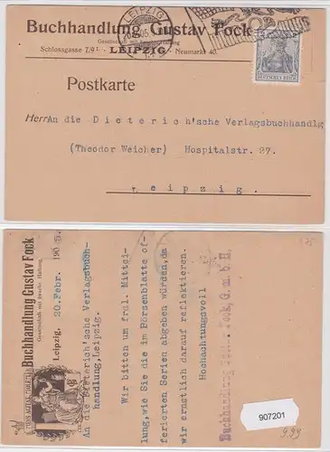907201 Postkarte Zudruck Buchhandlung Gustav Fock Leipzig 1905