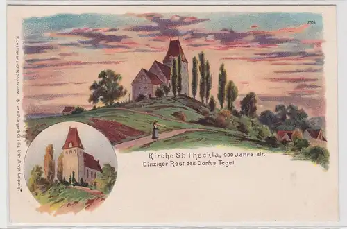 95664 Künstler Ak Bruno Bürger Leipzig No. 2016 Kirche St. Thekla 900 Jahre alt