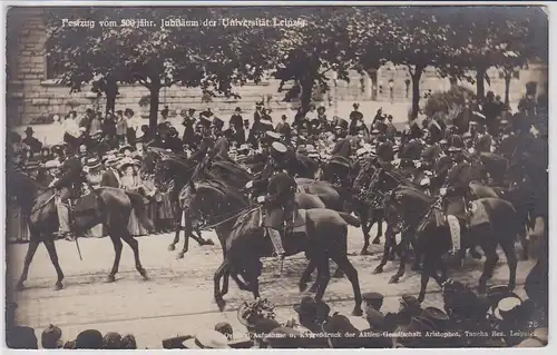 97109 Foto Ak Festzug vom 500jährigen Jubiläum der Universität Leipzig 1909
