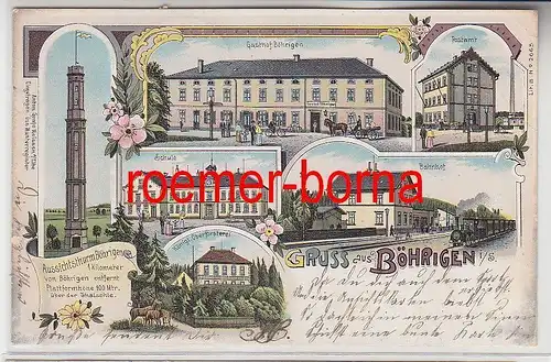 75807 Ak Lithografie Gruss aus Böhringen i.S. Gasthof, Bahnhof usw. 1902