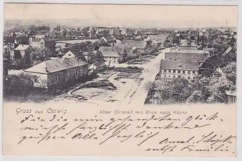 39587 Ak Gruss aus Coswig - Alter Ortsteil mit Blick nach Kötitz 1904