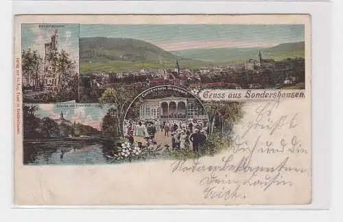 901954 Lithographie Ak Gruss aus Sondershausen - Schloss, Concerthalle, usw.