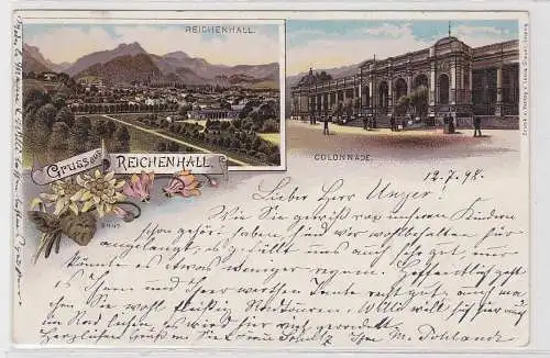 88356 Mehrbild Ak Gruss aus Reichenhall - Totalansicht und Colonnade 1898