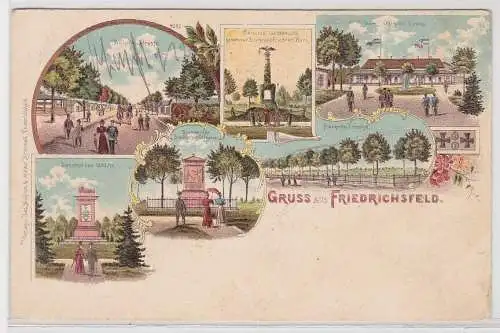 05221 Mehrbild Ak Gruß aus Friedrichsfeld, Denkmäler, Friedhof, Casino, 1901