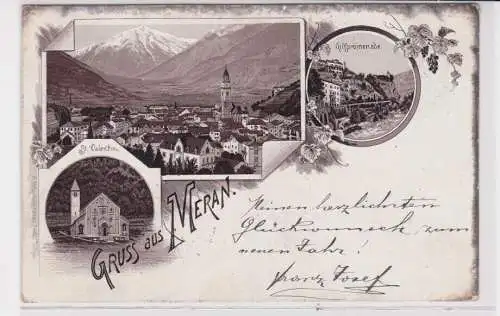 908414 Lithographie Ak Gruss aus Meran - St. Valentin, Gilfpromenade 1899