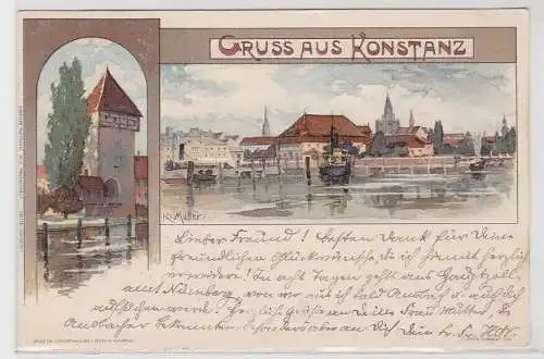 57253 Lithographie Künstler Ak Gruss aus Konstanz 1898