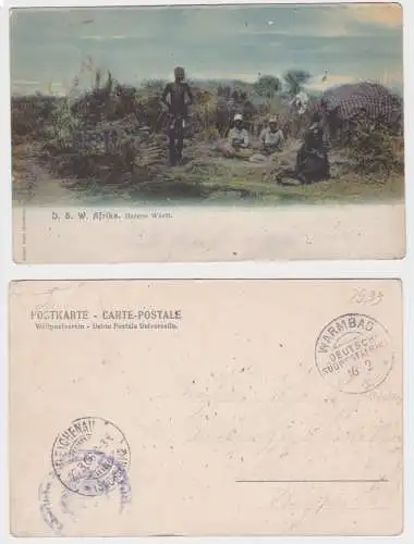 901448 Ak Herero Werft Deutsch Süd-Westafrika Namibia Stempel Warmbad 1906