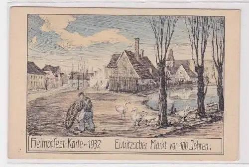 39675 Künstler Ak Eutritzsch Markt vor 100 Jahren Heimatfest-Karte 1932