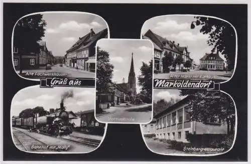 902162 Mehrbild Ak Gruß aus Markoldendorf Bahnhof, Steinbergrestaurant um 1960