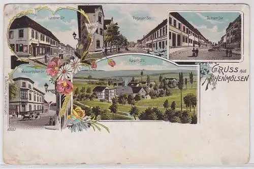 06122 Ak Lithographie Gruß aus Hohenmölsen Straßenansichten 1906