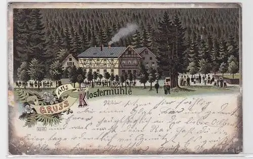 93257 Lithografie AK Gruss aus der Klostermühle - Logir & Pensions Haus 1900