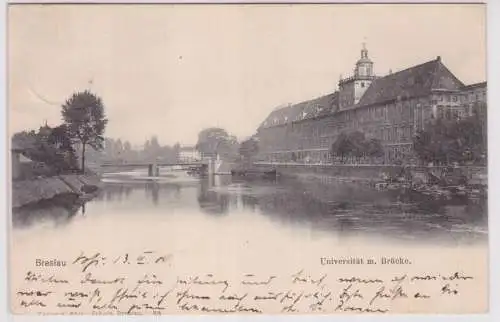 901917 Ak Breslau Wrocław - Universität mit Brücke 1901