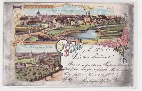 27970 Ak Lithographie Gruss aus Borna von der Altstadt, von der Weststraße 1901