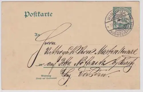 901941 Ganzsache P13 Deutsch Süd-Westafrika Namibia Stempel Windhuk 1907