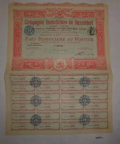 100 Franc Aktie Immobiliengesellschaft Düsseldorf Paris 15. Feb. 1905 (126740)