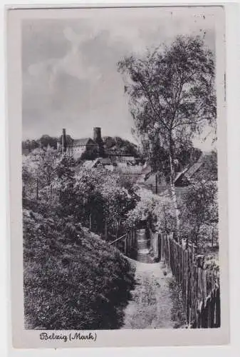 75430 Ak Belzig (Mark) schmaler Weg und Blick auf den Ort 1943