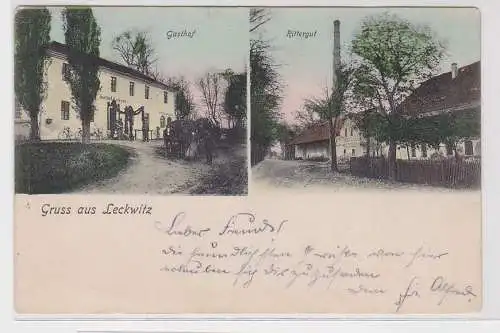 35695 Mehrbild Ak Gruß aus Leckwitz Gasthof und Rittergut 1912