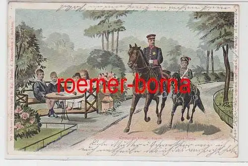 76998 Ak Lithografie Kronprinz Friedrich August und seine Kinder 1904