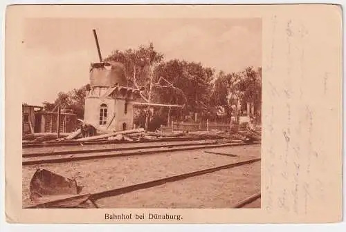 907239 Ak Bahnhof bei Dünaburg Daugavpils Lettland um 1916