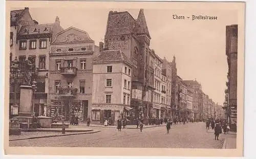 59677 AK Thorn Toruń Breitestrasse mit Geschäften um 1920