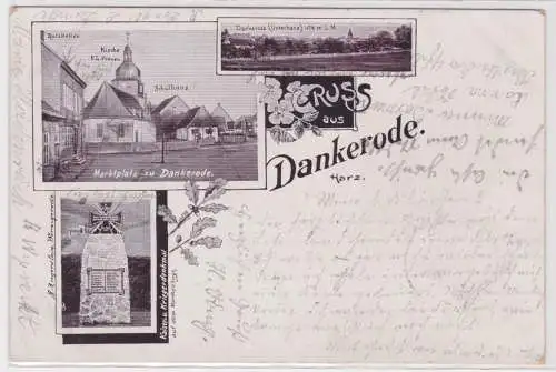 82761 Ak Lithographie Gruß aus Dankerode Harz Kriegerdenkmal usw. 1903