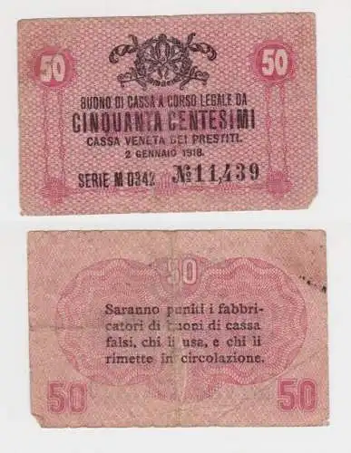 50 Centesimi Banknote Italien 2.1.1918 Cassa Veneta dei Prestiti (143849)