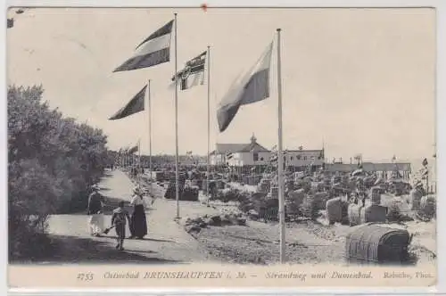 59194 Feldpost Ak Ostseebad Brunshaupten Strandweg und Damenbad 1915