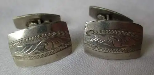 Elegante 835er Silber Manschettenknöpfe mit hübschem Muster (116705)