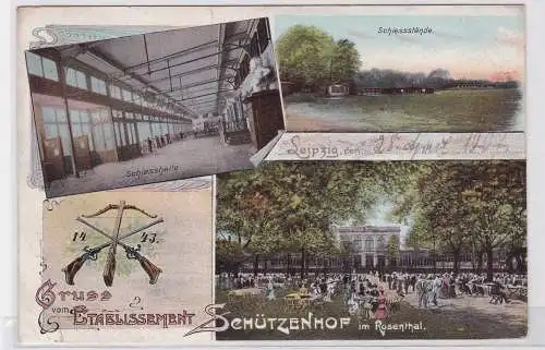 87196 Mehrbild Ak Gruß vom Etablissement Schützenhof im Rosenthal Leipzig 1907