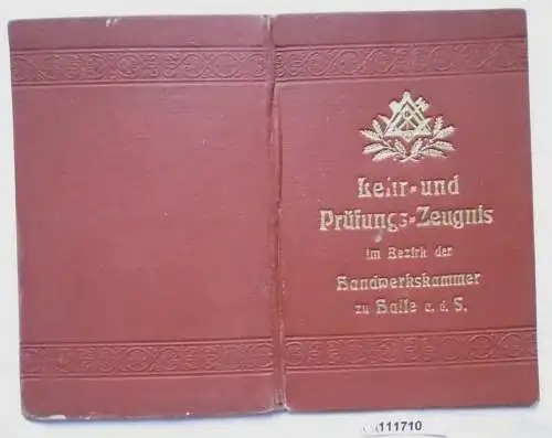Tischler Lehr- & Prüfungszeugnis Handwerkskammer Halle a.S. 1926