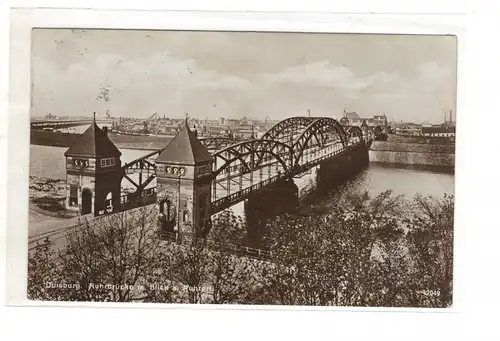 AK Nordrhein-Westfalen ; Duisburg Ruhrbrücke Blick am Ruhrort